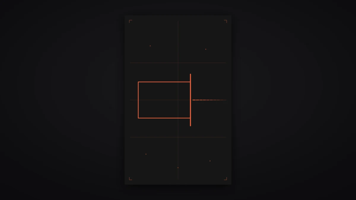 A pale project timeline broken mid-span on a dark technical poster field